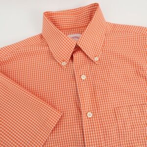 Brooks Brothers‎ Orange Gingham Short Sleeve Button Down Shirt Men's